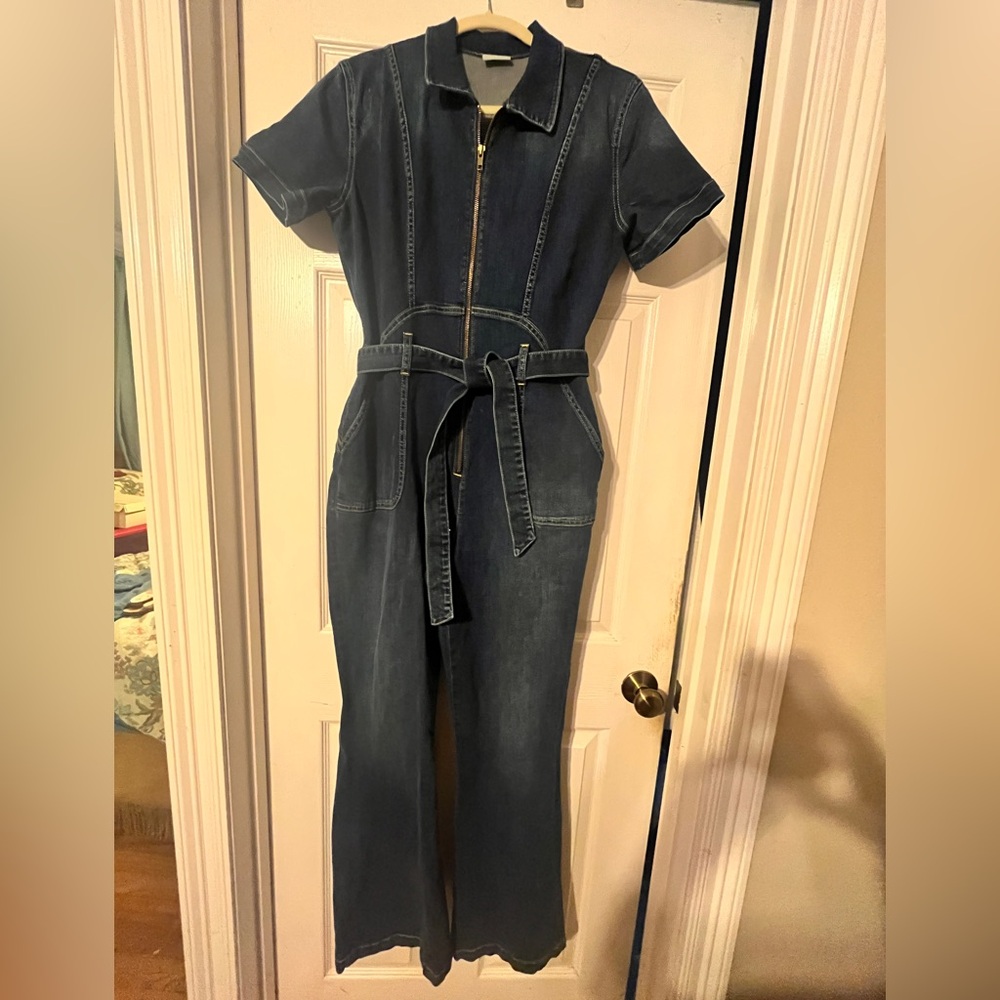 Denim Jumpsuit with Belt